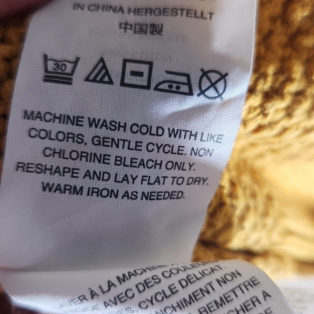 J Crew Sweater Waffle Knit Mens Size XL Golden Yellow